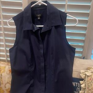 Talbots Blue Fitted Button Down Shirt with Notched Collar